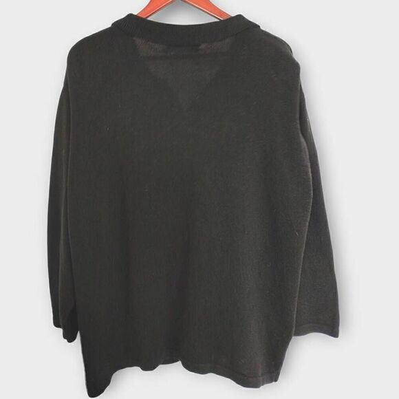 OHI Womens Cardigan Sz 2X Black Red Green Christmas Holiday‎ Sweater Cotton Vtg - Picture 2 of 13